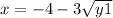 x=-4-3\sqrt{y+1}