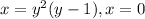 x=y^2(y-1), x=0