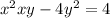 x^{2} +xy-4y^{2} =4