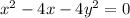 x^{2} -4x-4y^{2} =0
