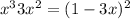 x^{3} +3x^{2} =(1-3x)^{2}