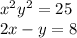 x^2+y^2=25\\2x-y=8