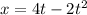 x = 4t - 2t ^{2} 