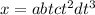 x = a + bt + ct^2 + dt^3