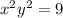 x {}^{2} + y {}^{2} = 9