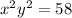 x {}^{2} + y { }^{2} = 58