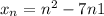 x_{n}=n^{2}-7n+1