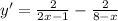 y' = \frac{2}{2x - 1} - \frac{2}{8 - x}