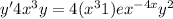 y'+4x^3y=4(x^3+1)ex^{-4x} y^2