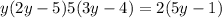 y(2y - 5) + 5(3y - 4) = 2(5y - 1)