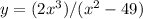 y=(2x^3)/(x^2-49)