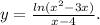 y=\frac{ln(x^{2}-3x) }{x-4} .