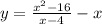 y=\frac{x^{2}-16 }{x-4} -x