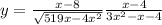 y=\frac{x-8}{\sqrt{5+19x-4x^{2} } } +\frac{x-4}{3x^{2}-x-4 }