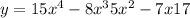 y=15x^{4} - 8x^{3} +5x^{2} - 7x+17