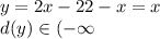 y=2x-2+2-x=x\\d(y)\in(-\infty; +(y)\in(-\infty; +\infty)
