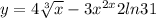 y=4\sqrt[3]{x} -3x^{2x} 2ln3+1