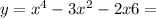 y=x^{4} -3x^{2} -2x+6=