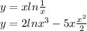 y=x+ln\frac{1}{x} \\y=2lnx^3-5x+\frac{x^2}{2}