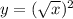 y = ( \sqrt{x} )^{2} 