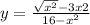 y = \frac{ \sqrt{x { }^{2} } -3x + 2 }{16 - x {}^{2} } 