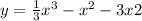 y = \frac{1}{3} {x}^{3} - {x}^{2} - 3x + 2 