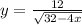 y = \frac{12}{ \sqrt{32 - 4x} } 