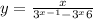 y = \frac{x}{ {3}^{x - 1} - {3}^{x} + 6 } 