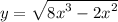 y = \sqrt{ {8x}^{3} - {2x}^{2} } 