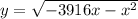 y = \sqrt{ - 39 + 16x - x^{2} } 