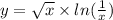 y = \sqrt{x} \times ln( \frac{1}{x} ) 