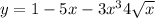 y = 1 - 5x - 3x {}^{3} + 4 \sqrt{x} 