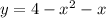 y = 4 - {x}^{2} - x