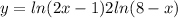y = ln(2x - 1) + 2ln(8 - x)