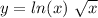 y = ln(x) \ \sqrt{x} 