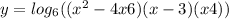 y = log_{6}(( {x}^{2} - 4x + 6)(x - 3)(x + 4)) 