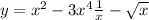 y = x^{2} - 3x^{4}+ \frac{1}{x} - \sqrt{x} 