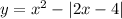 y = x {}^{2} - |2x - 4| 