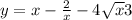 y = x - \frac{2}{x} - 4 \sqrt{x} + 3