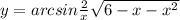 y =arcsin \frac{2}{x} + \sqrt{6 - x - {x}^{2} } 