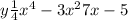 y \frac{1}{4} {x}^{4} - 3 {x }^{2} + 7x - 5