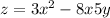 z = 3 {x}^{2} - 8x + 5y