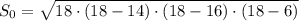 S_{0}=\sqrt{18\cdot (18-14)\cdot (18-16)\cdot (18-6)}