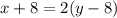 x+8=2(y-8)