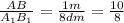 \frac{AB}{A_1B_1} = \frac{1m}{8dm} = \frac{10}{8} 