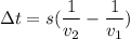 зt=s(\dfrac{1}{v_{2} } -\dfrac{1}{v_{1} })