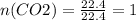 n(CO2) = \frac{22.4}{22.4} = 1