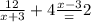 \frac{12}{x+3}+4\frac{x-3}=2