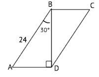 Дан параллелограмм. ав=24 см, ad⊥db ∠abd=30 градусов, найдите площадь abсd