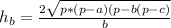 h_{b}=\frac{2\sqrt{p*(p-a)(p-b(p-c)}}{b}